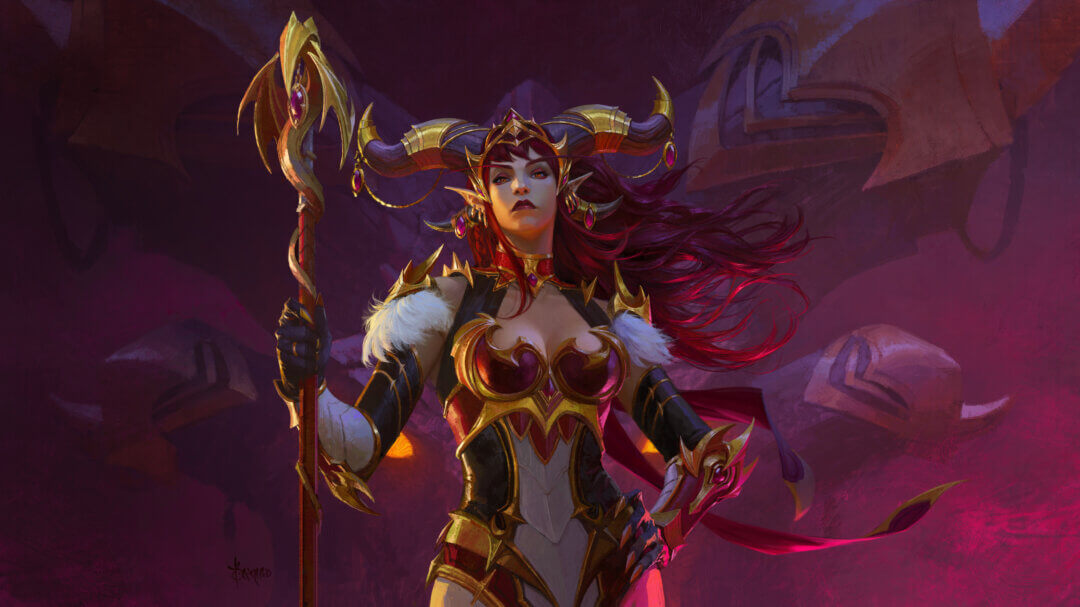 An image of Alexstrasza in human form facing the reader